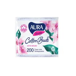 Aura Beauty coton-tiges à tige en papier, sachet de 200 pièces
