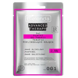 Bielenda Advanced Therapy Pads visage 2 en 1 – peeling et soin apaisant, 12 unités