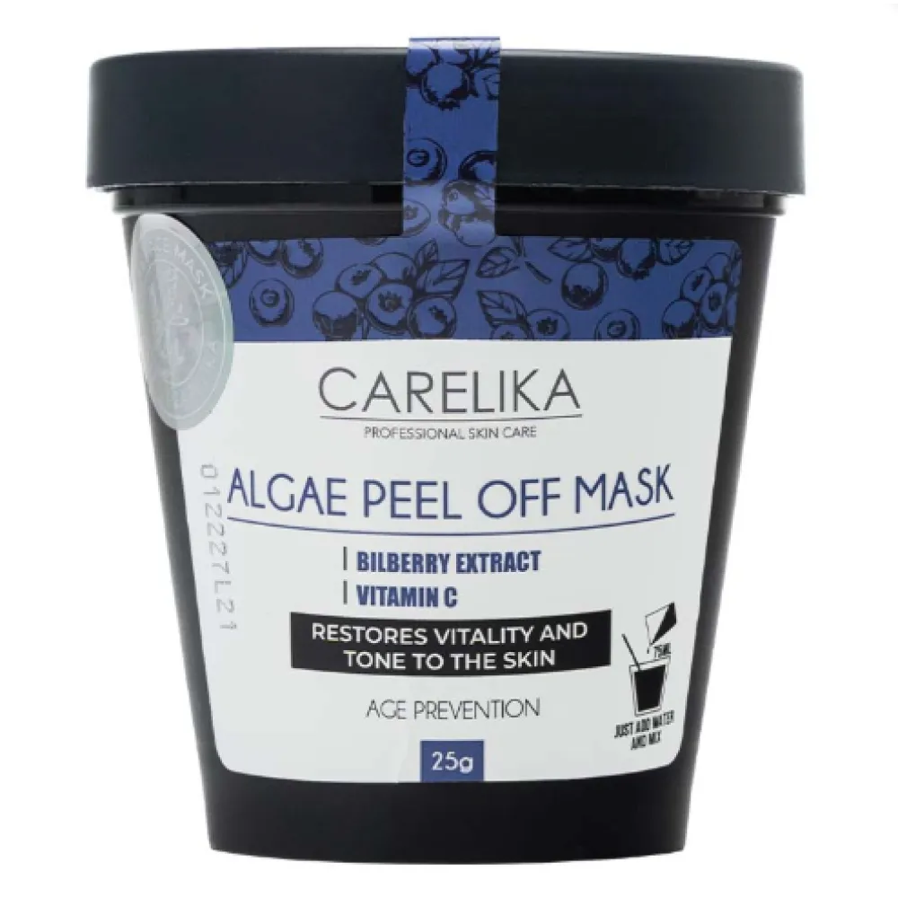 CARELIKA Algea Peel Off Mask Bilberry — masque peel-off filmogène pour peau sensible sujette à la couperose, 25 g
