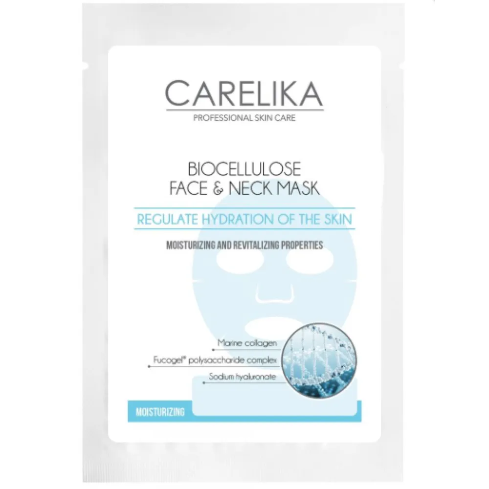 CARELIKA Masque Visage et Cou en Biocellulose – Hydratant et Revitalisant, 18 ml