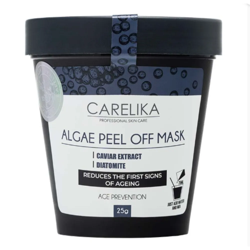 CARELIKA Algea Peel Off Mask Caviar Extract – Masque peel-off filmogène aux extraits de caviar pour une peau éclatante et lumineuse, 25 g