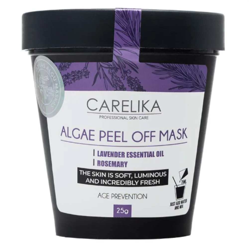 CARELIKA Algea Peel Off Mask Lavender Oil – Masque peel-off filmogène anti-âge, régénération cellulaire, 25 g