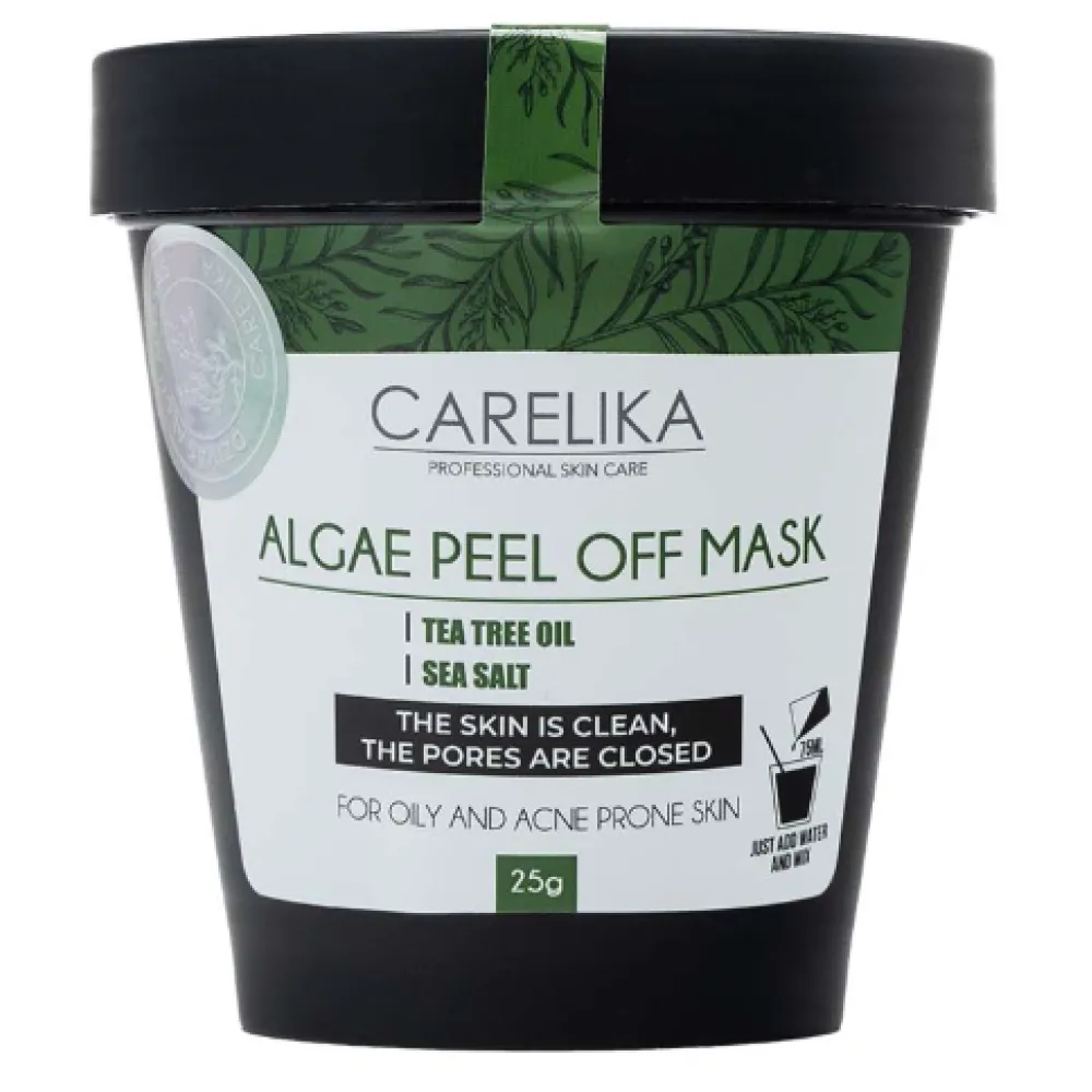 CARELIKA Algea Peel-Off Mask Tea Tree Oil — Masque peel-off pour peaux grasses et mixtes à l'huile d'arbre à thé, 25 g