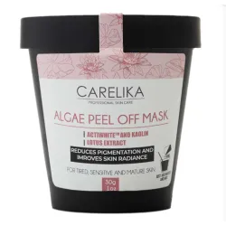 CARELIKA Algea Peel Off Mask Actiwhite et extrait de lotus - Masque filmogène éclaircissant aux argiles blanches, 30 g