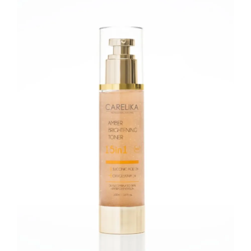 CARELIKA Amber Brightening Toner 15in1 – Tonique tonifiant et régénérant à 2% d'acide succinique, 100 ml