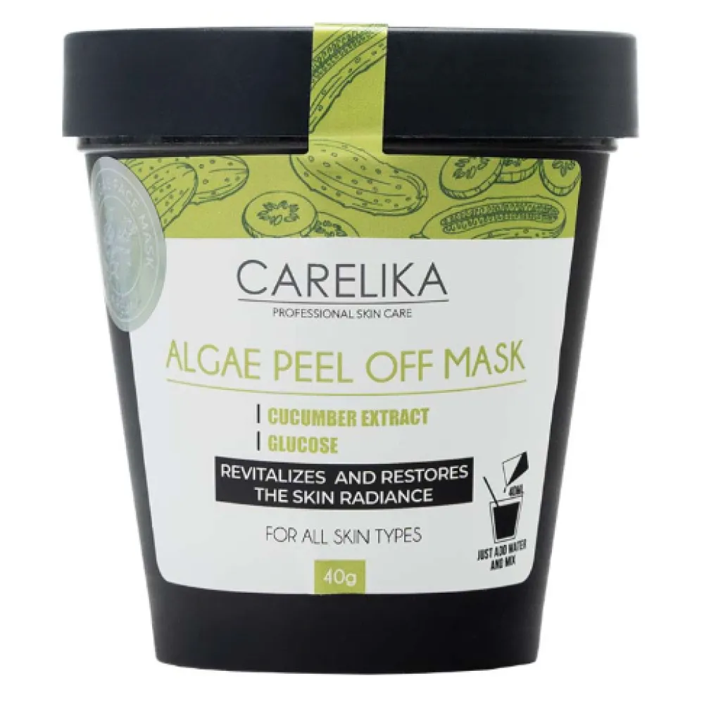 CARELIKA Algea Masque peel-off filmogène, régénérant et hydratant à l'extrait de concombre, 40 g