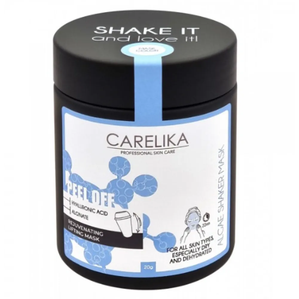 CARELIKA Shaker Peel Off Mask Hyaluronic Acid — Masque peel-off liftant régénérant à l'acide hyaluronique, 20 g