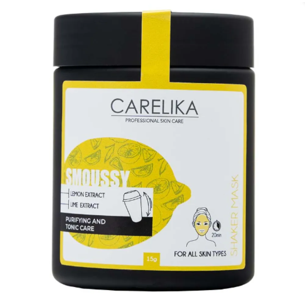CARELIKA Shaker Smoussy Mask Lemon-Lime — Masque moussant tonifiant et purifiant citron & citron vert, 15 g