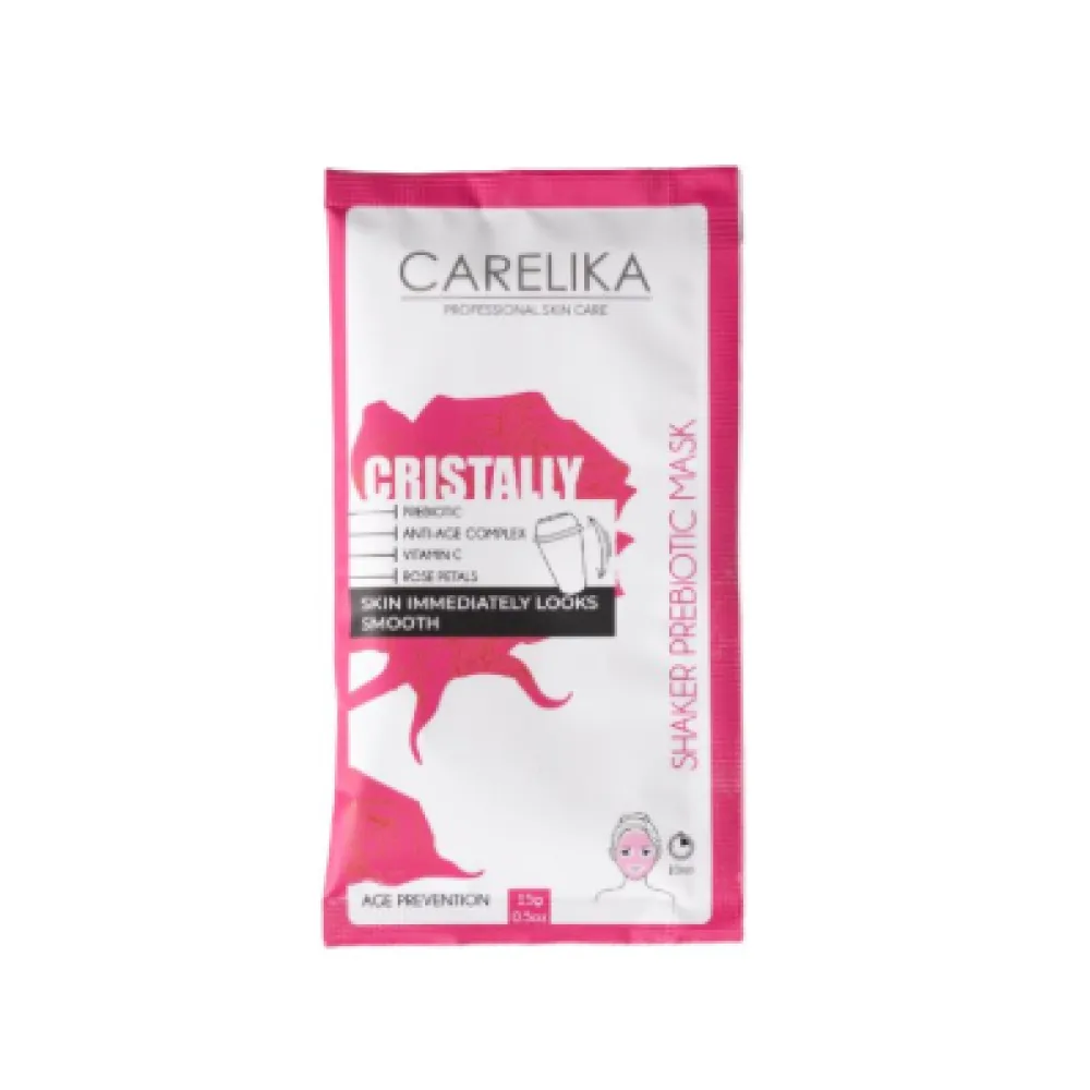CARELIKA Shaker Prebiotic Cristally Mask Rose Petals - Masque anti-âge aux pétales de rose, 15 g