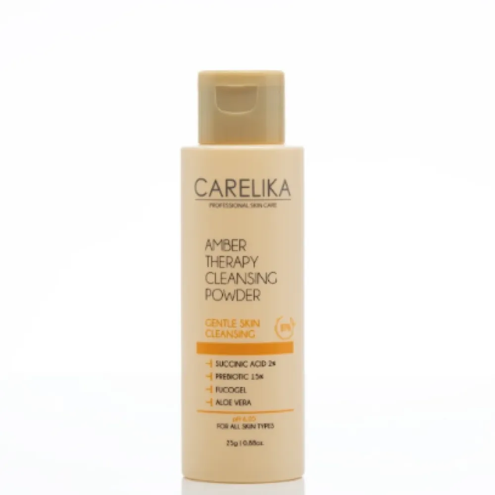 CARELIKA Amber Therapy Poudre nettoyante purifiante - 2 % d'acide succinique, Fucohgel et aloe vera, 25 g