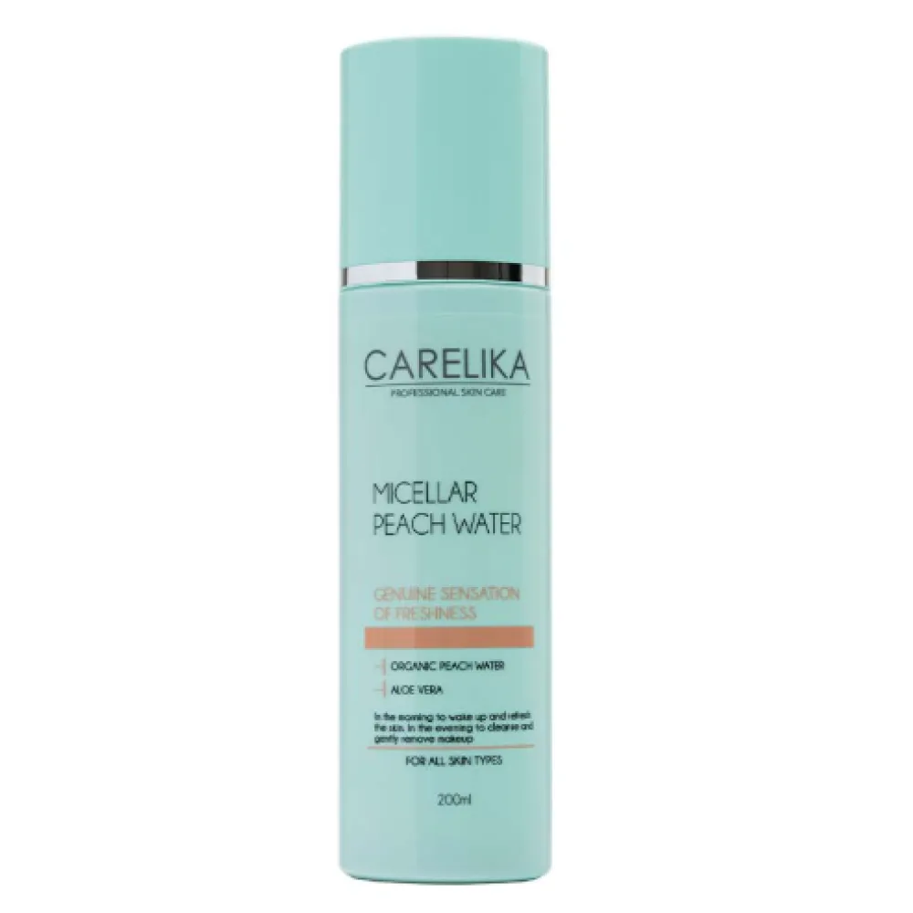 CARELIKA Eau micellaire à la pêche avec Aloe Vera, 200 ml