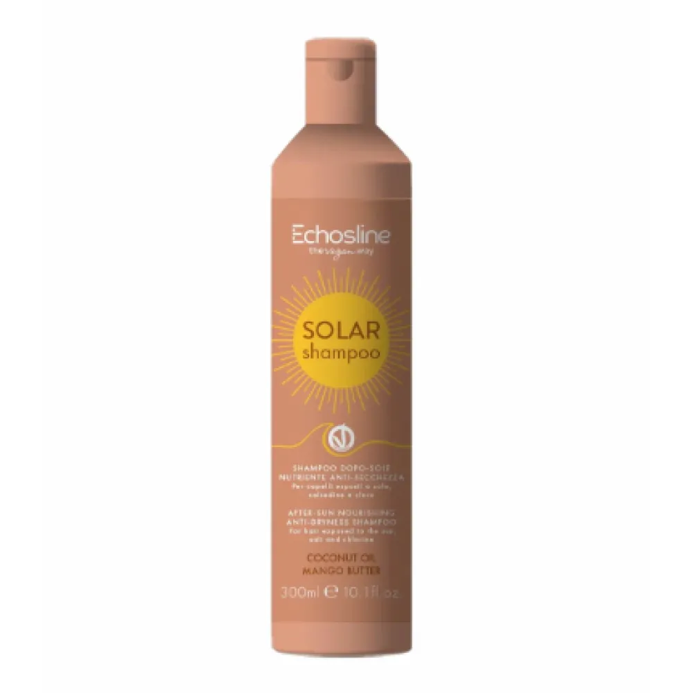 ECHOSLINE SOLAR Shampoo - Shampoing nourrissant à l'huile de coco et au beurre de mangue, 300 ml