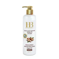 H&B Moist & Shine Argan Oil Hair Cream No-Rinse – Crème capillaire hydratante et brillante à l'huile d'argan et silicone, sans rinçage, 400 ml