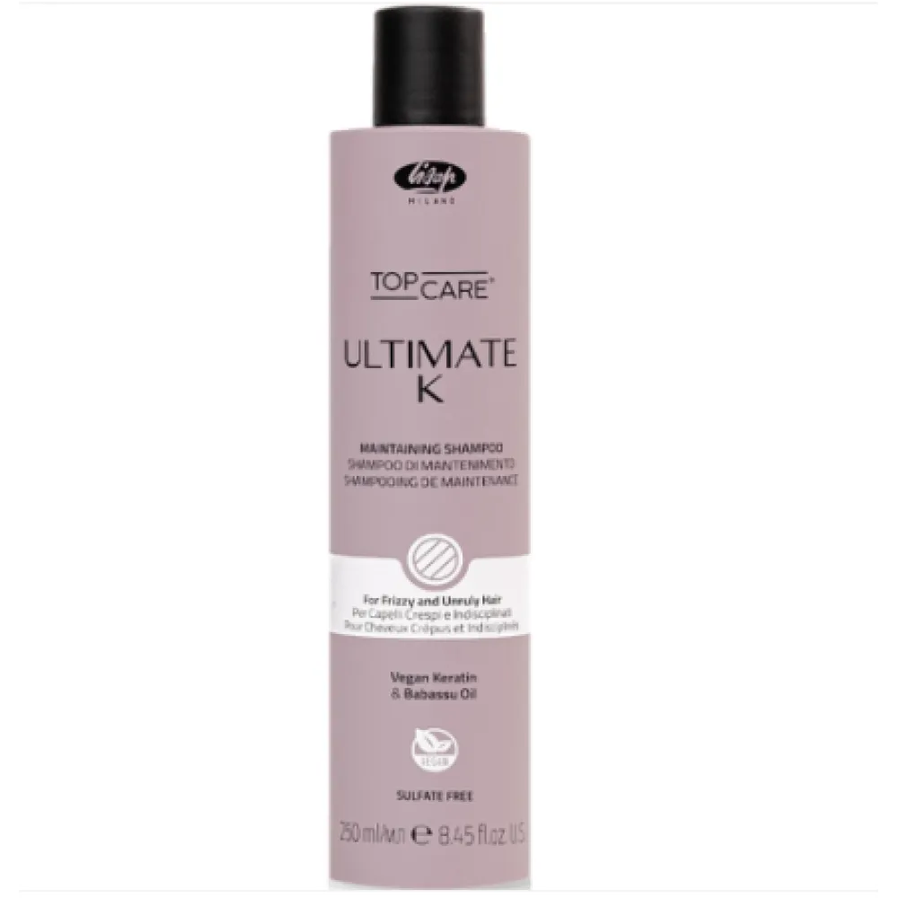 Lisap Milano UltimateK Shampoo - Shampoing lissant à la kératine, 250 ml