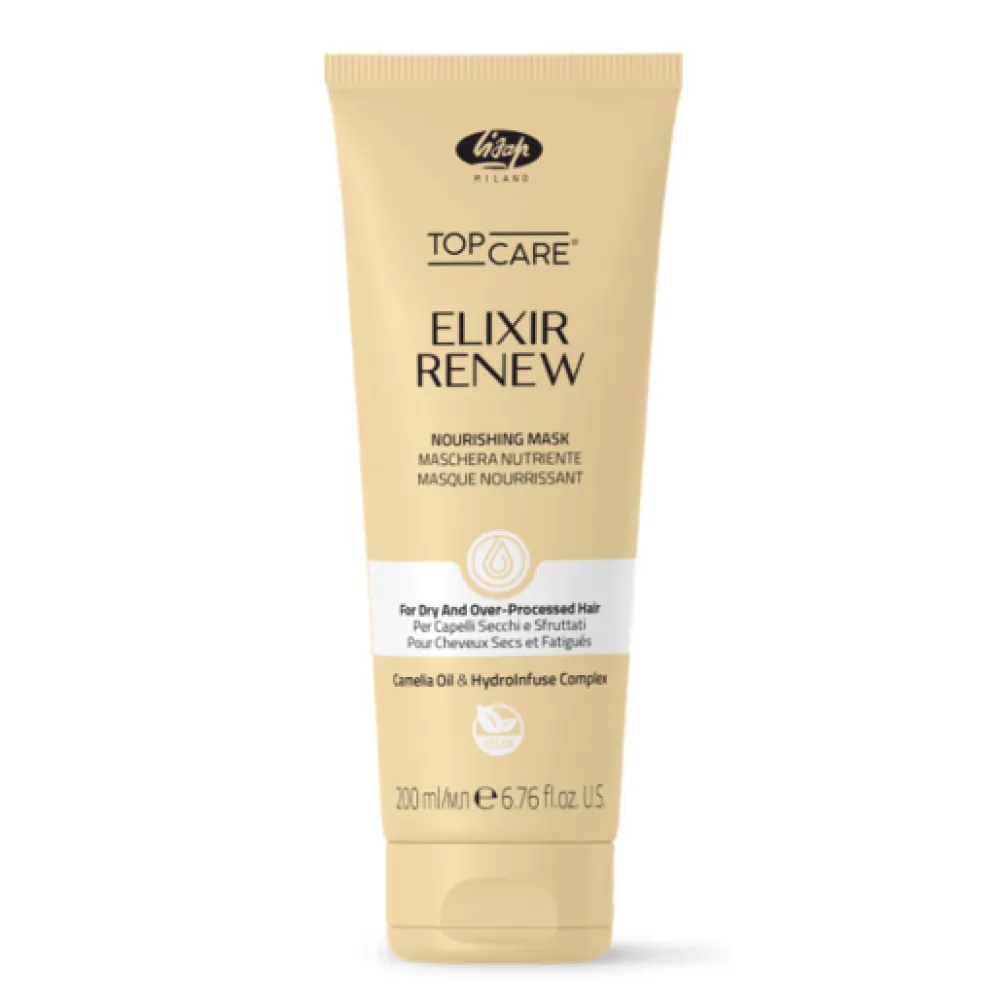 Lisap Milano Top Care ELIXIR Renew Mask — Masque régénérant pour cheveux chimiquement traités et abîmés, 200 ml