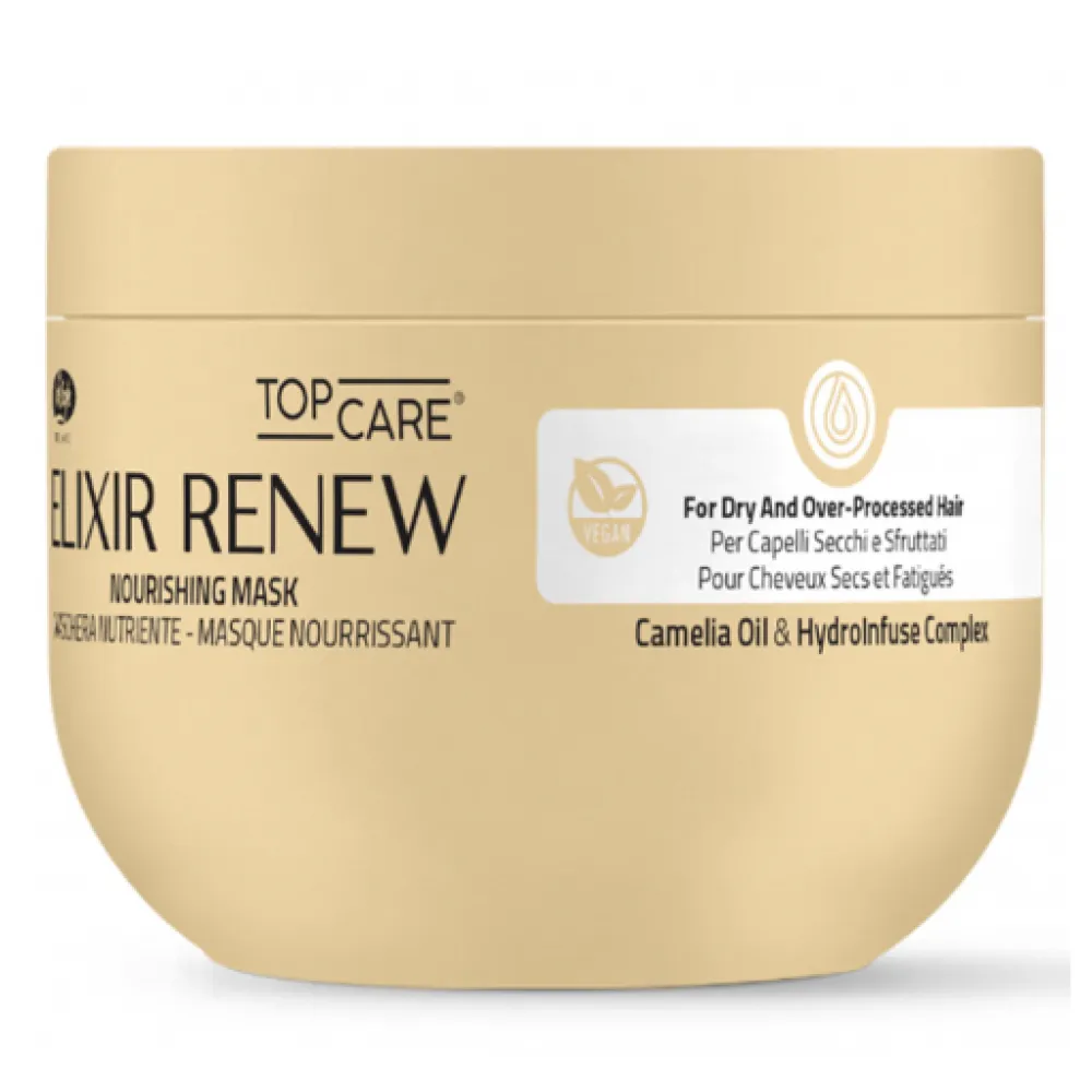 Lisap Milano Top Care ELIXIR Renew Mask - Masque régénérant pour cheveux chimiquement traités et abîmés, 500 ml