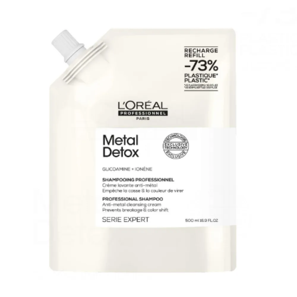 L'Oréal Professionnel Serie Expert Metal Detox Shampoo - Système professionnel de shampooing crémeux éliminant les dépôts métalliques, 500 ml, RECHARGE