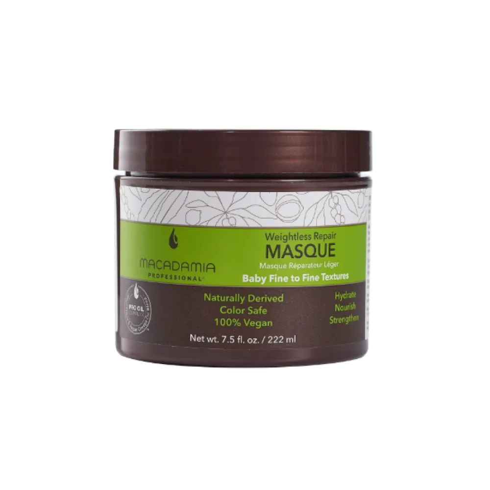 MACADAMIA Weightless Repair Mask - Masque hydratant pour cheveux fins, 222 ml