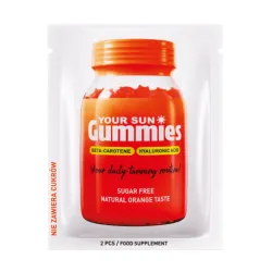 SOLEO Your Sun Gummies - Bonbons gélifiés pour éclat de la peau et bronzage au bêta-carotène et à l'acide hyaluronique, sans sucre, 2 unités