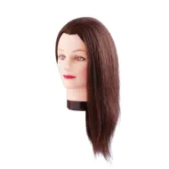 Tête de mannequin Emma (brune) — cheveux naturels, 40 cm
