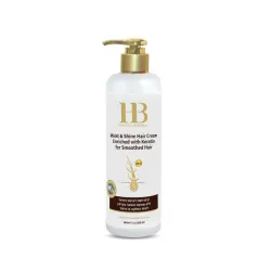 H&B Moist & Shine Crème capillaire au silicone sans rinçage, enrichie en kératine — Hydratante et apportant brillance, 400 ml