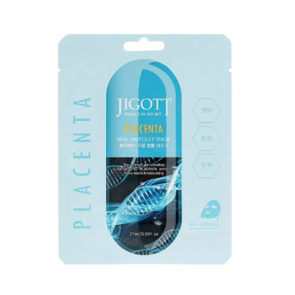 Jigott Placenta Real Ampoule Mask — masque en tissu pour le visage, 27 ml