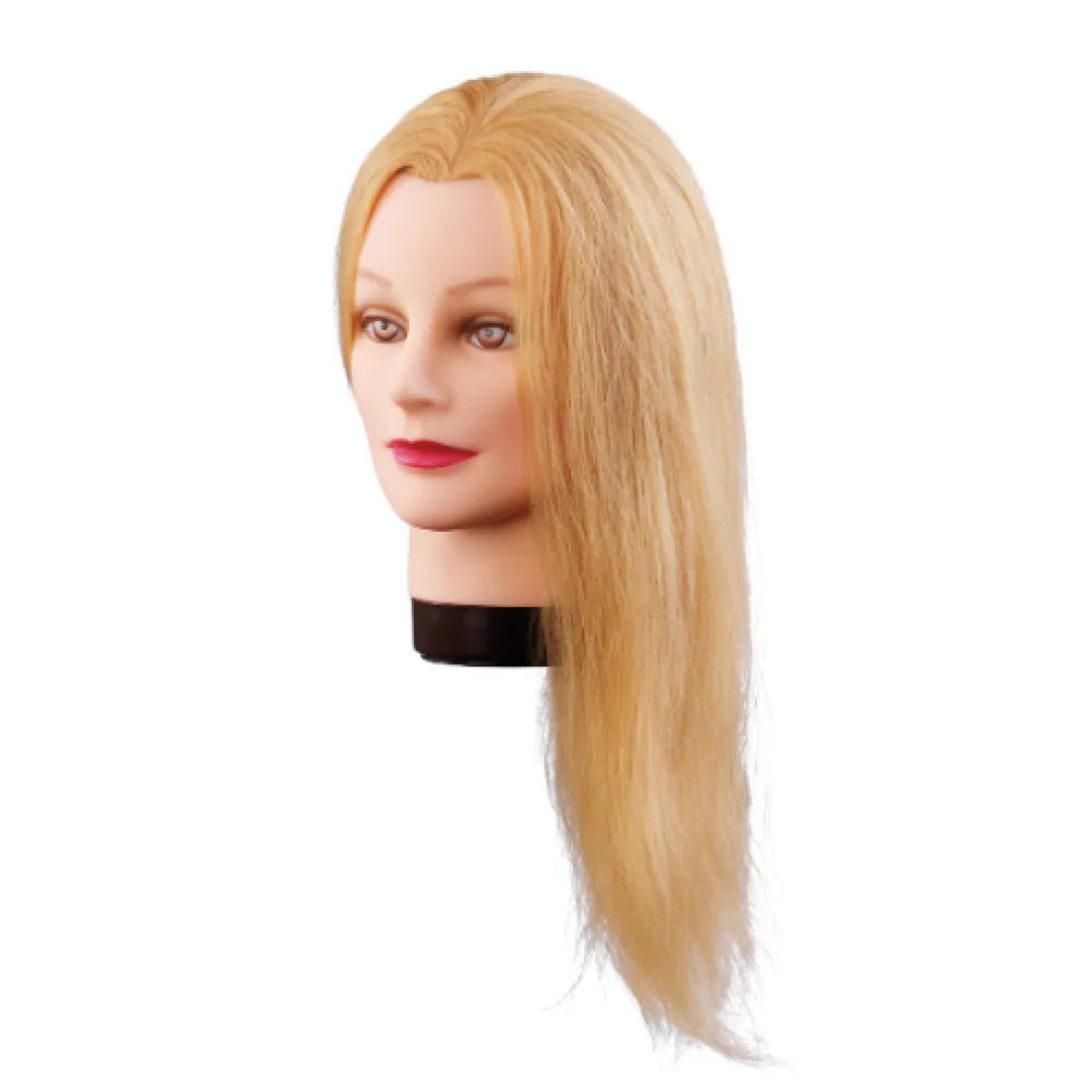 Tête de mannequin Lilly, blonde, cheveux naturels, 40 cm