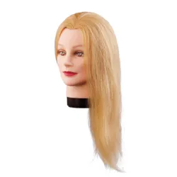 Tête de mannequin Lilly, blonde, cheveux naturels, 40 cm